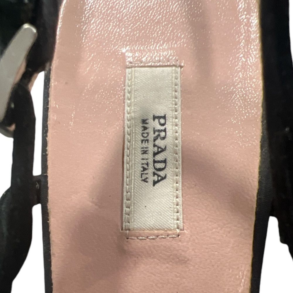 Prada Black Flower Lace Slingback Pumps Lux0** - Picture 6 of 12